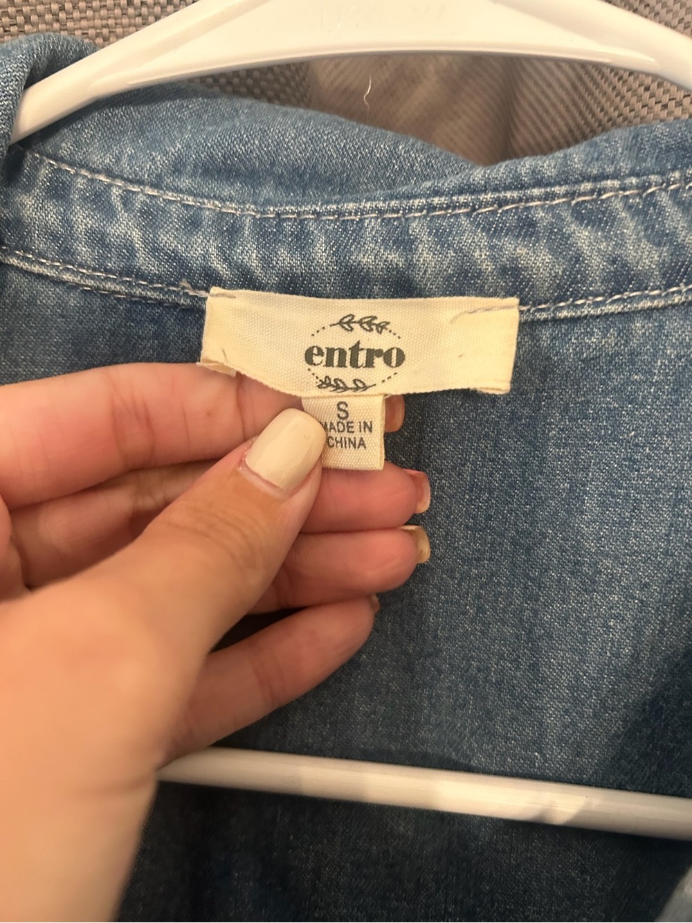 entro Chambray Button-Front Midi Dress - Blue - Picture 5 of 5
